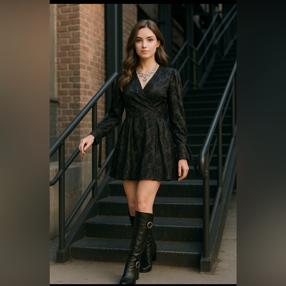 Black Leather Knee-High Boots YES Shoes biker vintage rockabilly